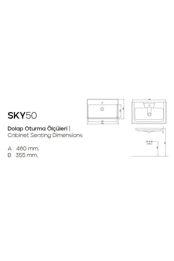 Karen Banyo Sky 50 Cm Dolap Uyumlu Seramik Lavabo - 3