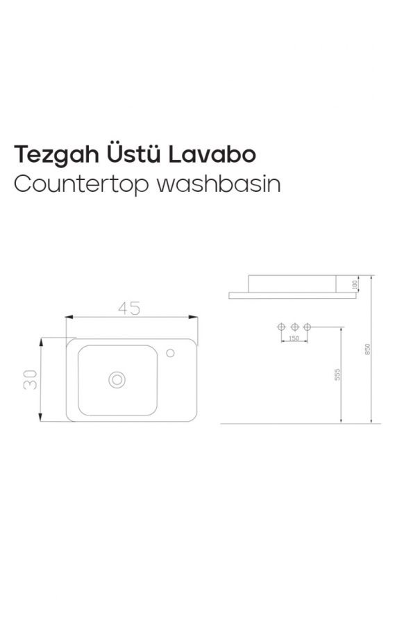KAREN BANYO SENSE 45*30 TEZGAH ÜSTÜ LAVABO - 2