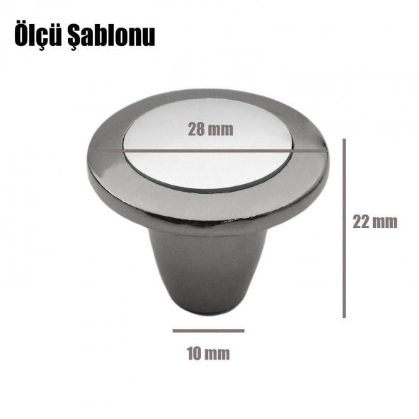 Düğme Çekmece Dolap Kapak Kulpu Kulbu Mat Siyah Krom Metal Kulp - Resim 5