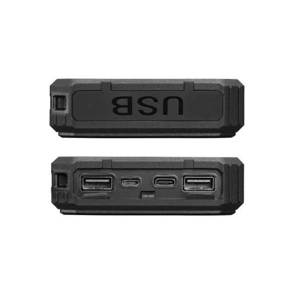 S-link Sl-P120 12000mAh PRM 2-USB+Type-C+Micro Led Lamba+1.2W Solar Panelli Siyah Taşınabilir Power - Resim 2