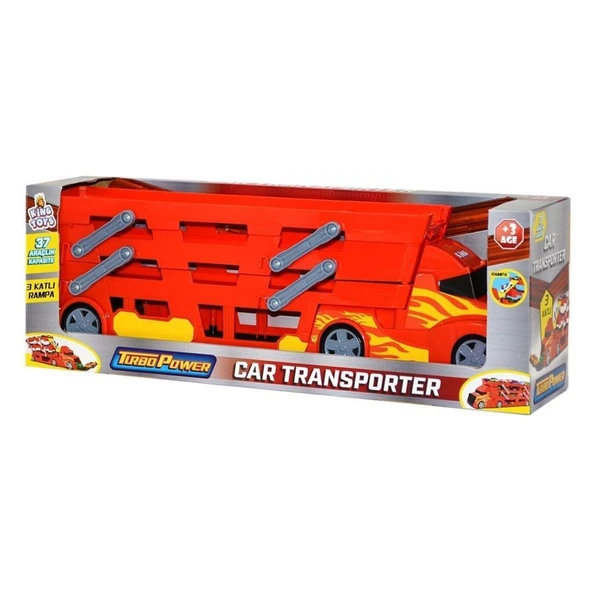 King Toys 3 Katlı 37 Araç Kapasiteli Yarış Parkurlu Taşıyıcı Tır Kırmızı - 4