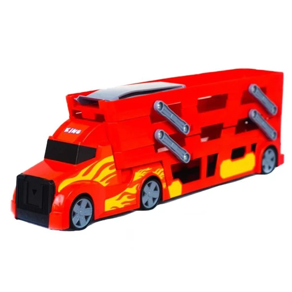 King Toys 3 Katlı 37 Araç Kapasiteli Yarış Parkurlu Taşıyıcı Tır Kırmızı - 2