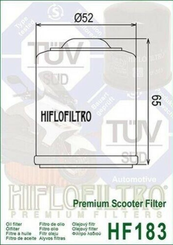 Hiflo Hf183 2007-2009 Derbi GP1 250 Uyumlu Yağ Filtresi - 2