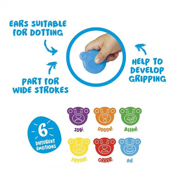 Carioca Teddy Mum Boya 1 Yaş ve Üzeri İçin Teddy Pastel Boya Kalemi 6 lı - 2