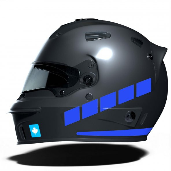 Şerit Tasarımlı Azur Mavi Motosiklet Kask Sticker Çınar Extreme