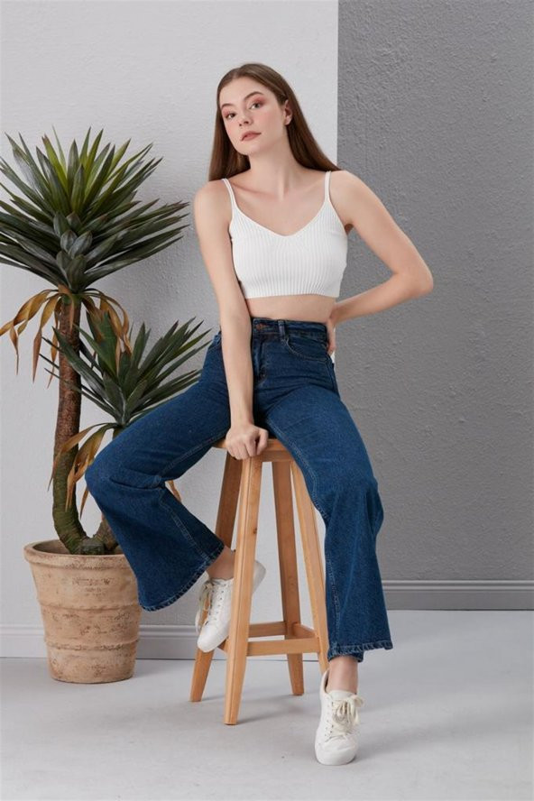 Kadın Bol Paça Kot pantolon 4332254 - 6