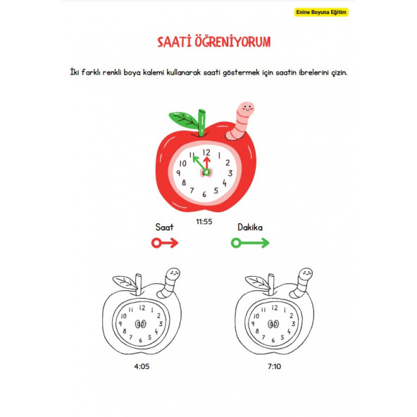 Okul Öncesi Saatleri Öğreten YAZ-SİL Kitabı - 3