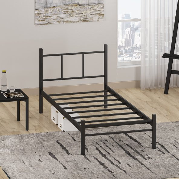 Mobpazar Metal Karyola, Defne Metal Karyola 100x200 cm Siyah Renk - 4