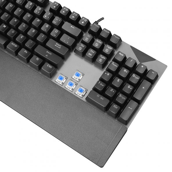 Everest MK7 Gri USB Bilek Destekli Mekanik Klavye Q Blue Switch Gaming Oyuncu Klavyesi - Resim 7