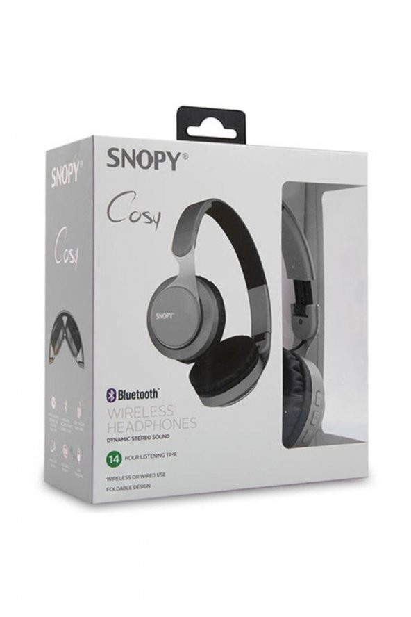 Snopy SN-34BT Cosy Mobil Telefon Uyumlu Kablosuz Mikrofonlu Kulak Üstü Gri Bluetooth Kulaklık - 2