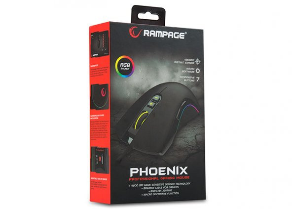 Rampage Smx-R22 Phoenix 7 Tuşlu Rgb 4800dpi Makrolu Gaming Mouse DRAG CLİCK mouse