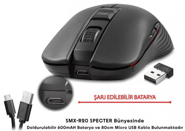 Rampage SMX-R20 SPECTER Kablosuz  Gökkuşağı  Şarjlı Gaming  Mouse DRAG CLİCK Mouse - 3