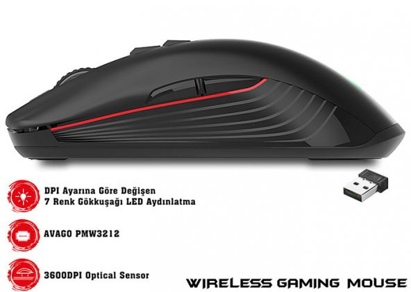 Rampage SMX-R20 SPECTER Kablosuz  Gökkuşağı  Şarjlı Gaming  Mouse DRAG CLİCK Mouse - 4