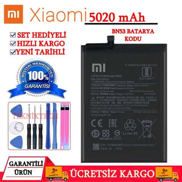XİAOMİ REDMİ NOTE 9 PRO ORJİNAL PİL BATARYA BN53 5020 MAH YENİ TARİHLİ