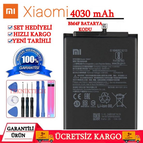 XİAOMİ Mİ 9 LİTE ORJİNAL PİL BATARYA BM4F PİL KODU 4030 MAH YENİ TARİHLİ - 1
