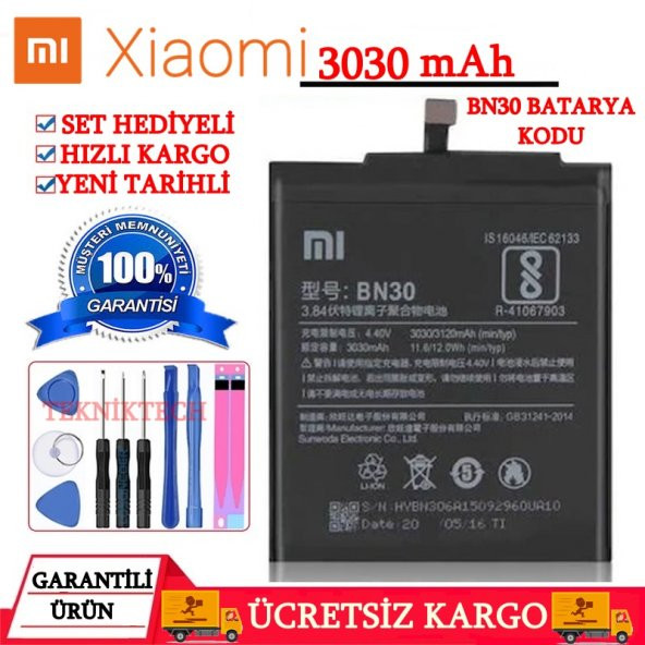 XİAOMİ REDMİ 4A ORJİNAL PİL BATARYA BN30 3030 MAH YENİ TARİHLİ