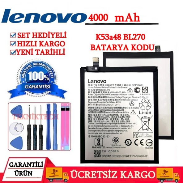 LENOVO K6 NOTE ORJİNAL PİL BATARYA K53A48 BL270 BATARYA KOD YENİ TARİHLİ - 1