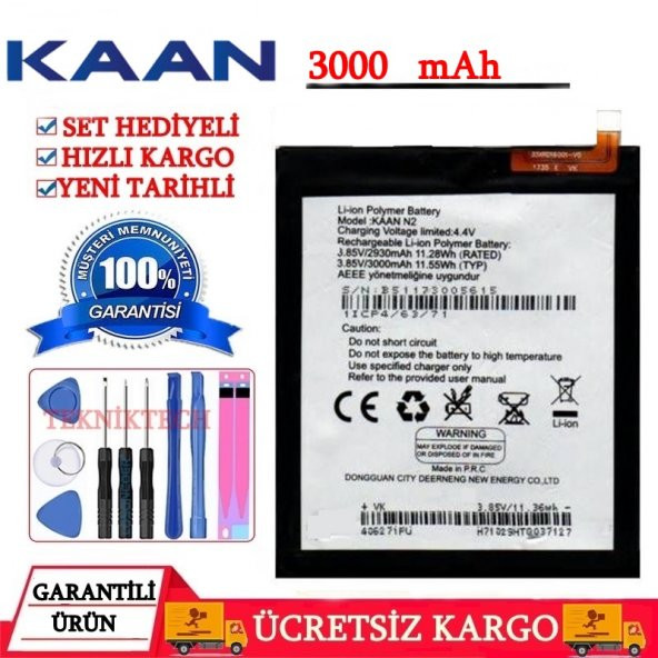 KAAN N2 PİL BATARYA 3000 MAH TAMİR SETİ HEDİYE YENİ TARİHLİ GARANTİLİ ÜRÜN