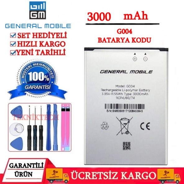 GENERAL MOBİLE GM6 GM 6 PİL BATARYA G004 PİL KODU YENİ TARİHLİ GARANTİLİ ÜRÜN