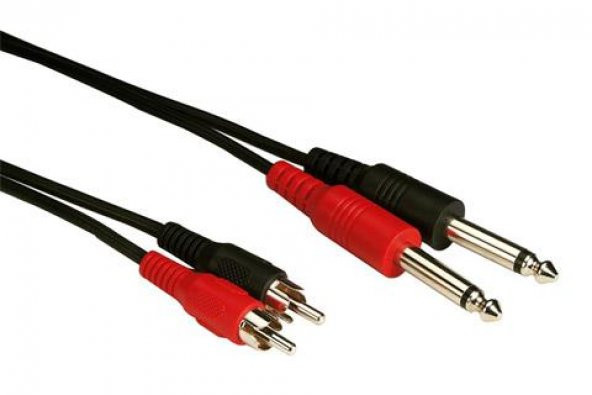 2x RCA to 2x 6.3 mm Mono Kablo 3 Metre