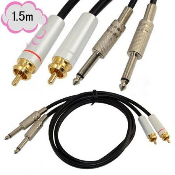 2x RCA to 2x 6.3 mm Mono Kaliteli Kablo 3 Metre ürün görseli