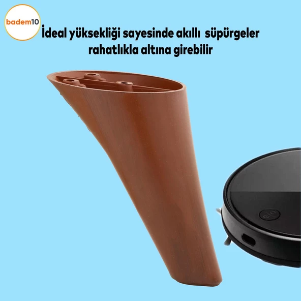 Napoli Lüks Mobilya Kanepe Tv Ünitesi Koltuk Ayağı 14 Cm Kahverengi Ahşap Desenli Baza Ayakları - 2