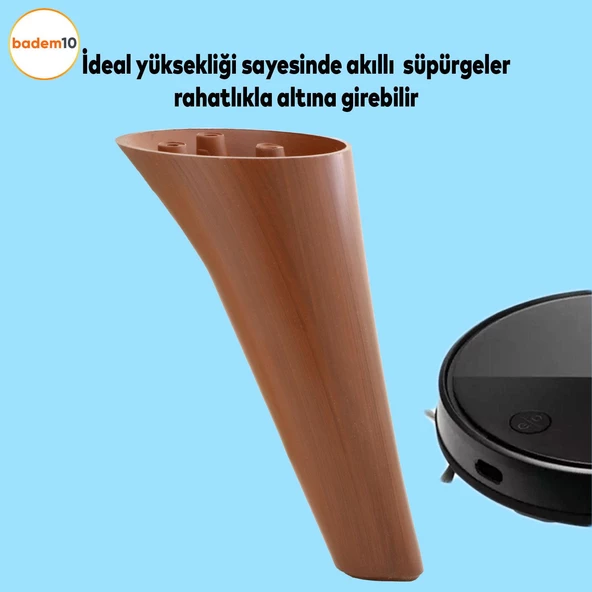 Napoli Lüks Mobilya Kanepe Tv Ünitesi Koltuk Ayağı 18 Cm Kahverengi Ahşap Desenli Konsol Ayakları - 2