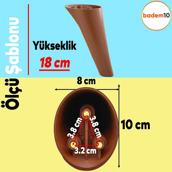Napoli Lüks Mobilya Kanepe Tv Ünitesi Koltuk Ayağı 18 Cm Kahverengi Ahşap Desenli Konsol Ayakları - 4