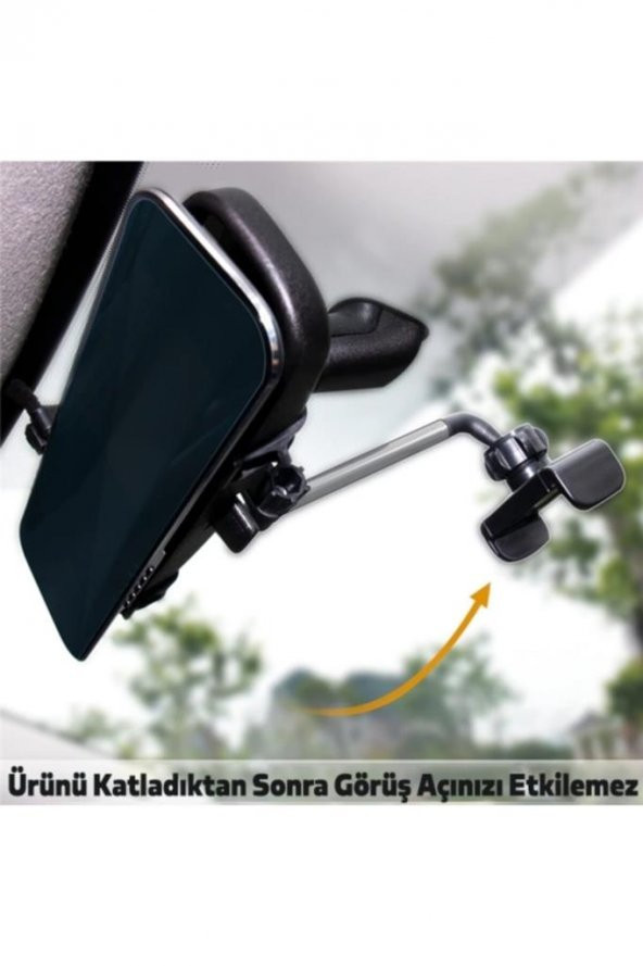 Polham Araç Içi Dikiz Aynası Telefon Tutucu Teleskopik Telefon Tutacağı Siyah - 4
