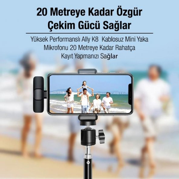 Polham Wireless Kablosuz iPhone Lightning Yaka Mikrofonu, 20 Metre Mesafeli Yayıncı Yaka Mikrofonu - 5