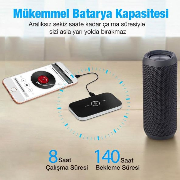 Polham 2in1 TV, PC, Hoparlör İçin Ses İletme ve Ses Alıcı Receiver Transmitter Adaptör, Bataryalı - 5