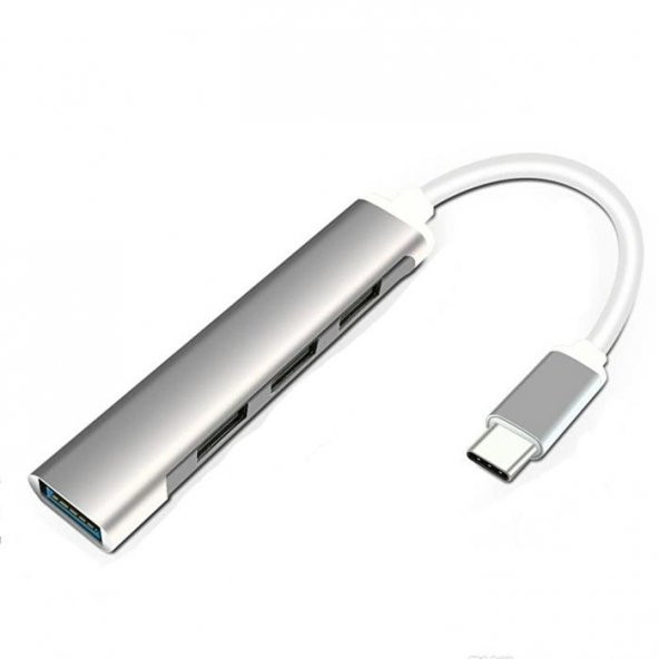 Polham 4in1 10W 4 USB Girişli Type C Çevirici Adaptör, 5 Gbps Hız USB 3.0 Tak Çalıştır Adaptör HUB