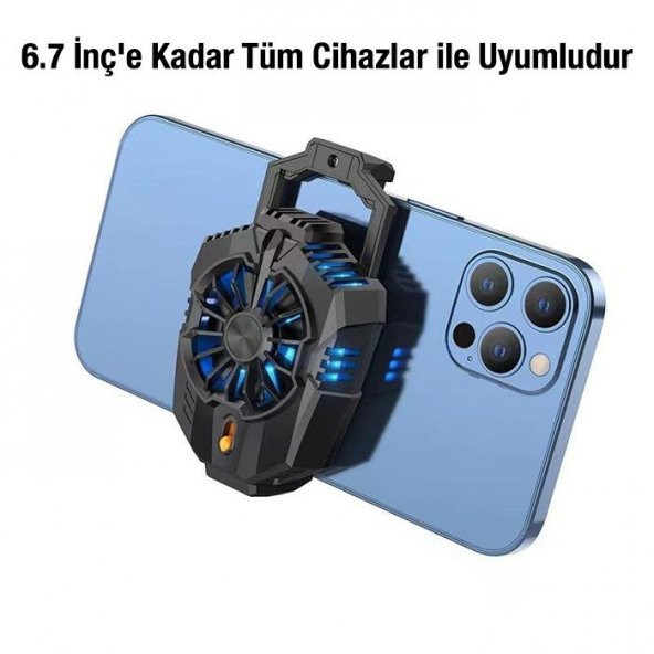 Polham 120Mah Bataryalı Işıklı Ultra Hızlı Soğutuculu Oyuncu Fanı, Radyatörlü Telefon Soğutucu - 2