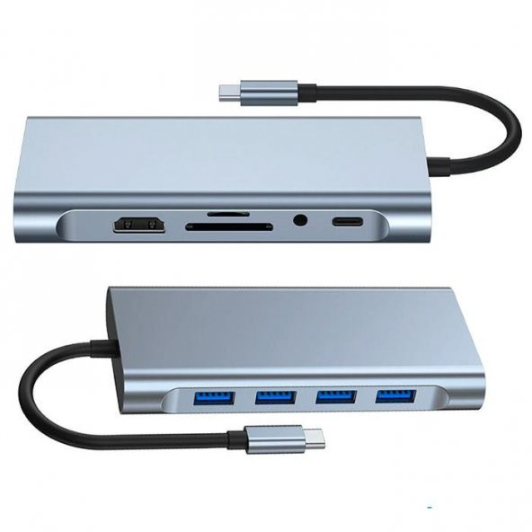 Polham 100W Multifonksiyonel 11in1 Type-C Dönüştürücü, 3x USB, 1x PD Type C, 1x RJ45, 1x HDMİ,1x VGA