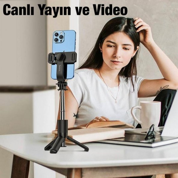 Polham Bluetooth Uzaktan Kumandalı Selfie Çubuğu ve Masaüstü Telefon Standı, influencer Yayın Seti - 3