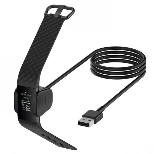 Polham 1 Metre Fitbit Charge 4 Klipsli Şarj Kablosu, Ultra Hızlı Akım Korumalı Fitbit Şarj Kablosu - 2