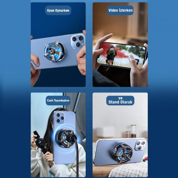 Polham Mıknatıslı Radyatörlü Kablolu Telefon Soğutma Fanı, 9 Bıçaklı Ultra Hızlı Telefon Soğutucu - 2