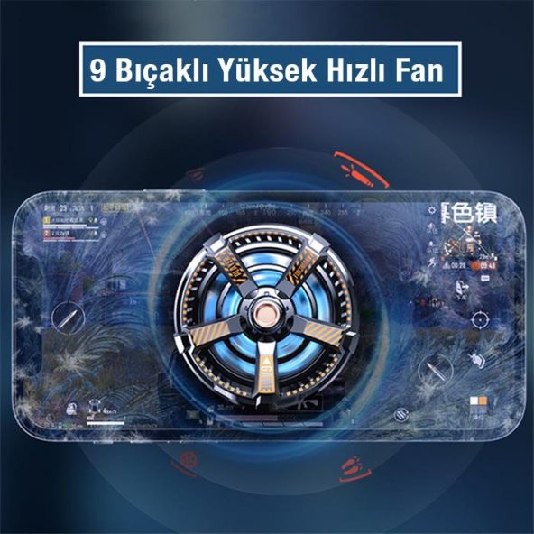 Polham Mıknatıslı Radyatörlü Kablolu Telefon Soğutma Fanı, 9 Bıçaklı Ultra Hızlı Telefon Soğutucu - 3