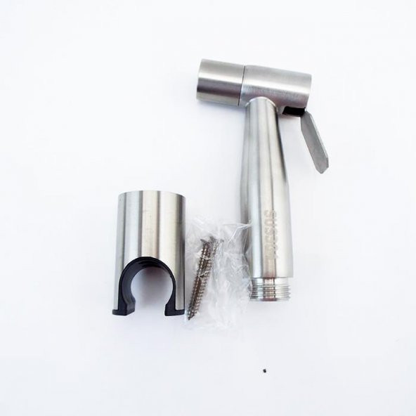 Polham 1.5Metre Hortumlu Sprey Tabancalı Lavabo ve Tuvalet Musluğu, Çelik, Su Sızdırmaz, 4 Parça Set - 3