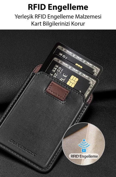 Polham Deri İphone 12-13-14 Serisi İçin Manyetik Magsafe Kartlık Cüzdan Kılıf,Telefon Arkası Kartlık - 4