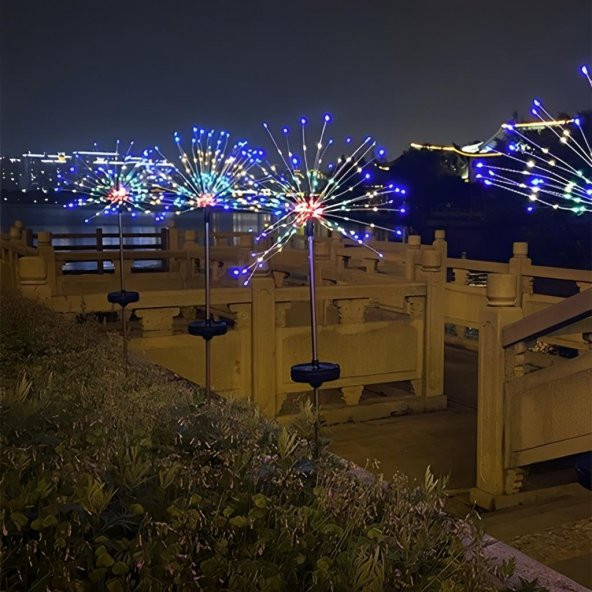 Polham 90CM Güneş Enerjili Havai Fişek Temalı Işık Bahçe,Balkon, Cafe, Restorant İçin Dekoratif Işık - 3