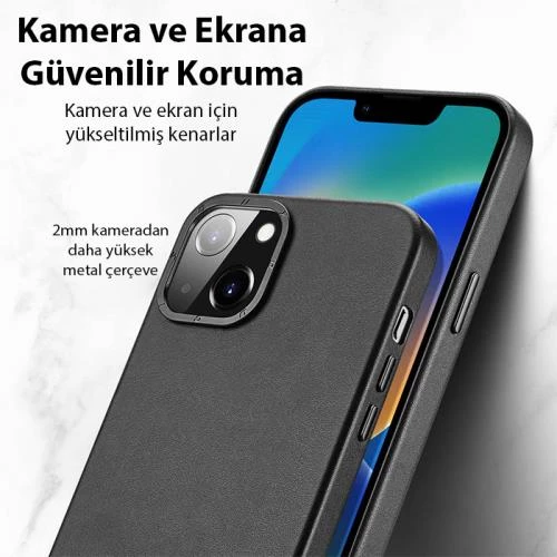 Polham Deri Dokulu Business iPhone 14 Pro 6.1 Kılıf, Magsafe Uyumlu,Ultra Şık,Kamera Koruyucu Kılıf - 11