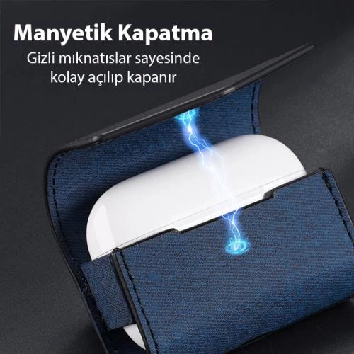 Polham Apple Airpods 3 Mıknatıslı Deri Kılıf, Mantetik Açılıp Kapanan, Minimalist ve Şık Kılıf - 7