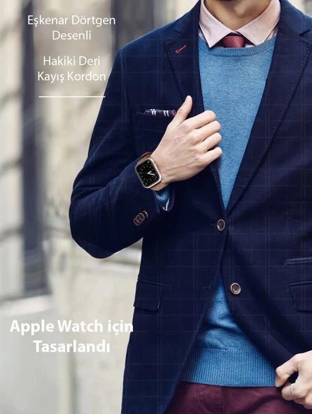 Polham Businessloop Gerçek Deri Apple Watch 38-40-41MM için Kordon Kayış, Tüm Ciltlere Uyumlu Kayış - 12