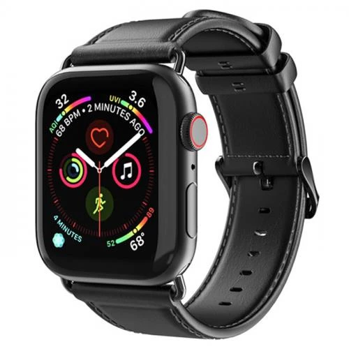 Polham Hermes Loop Deri Apple Watch 42-44-45MM Kordon Kayış, Ultra Hafif, Çelik Tokalı Kayış