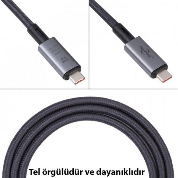 Polham 1MT USB 4.0 240W Thunderbolt Type-C to Type-C Şarj, Data ve 8K 60Hz Görüntü Aktarım Kablosu - 3