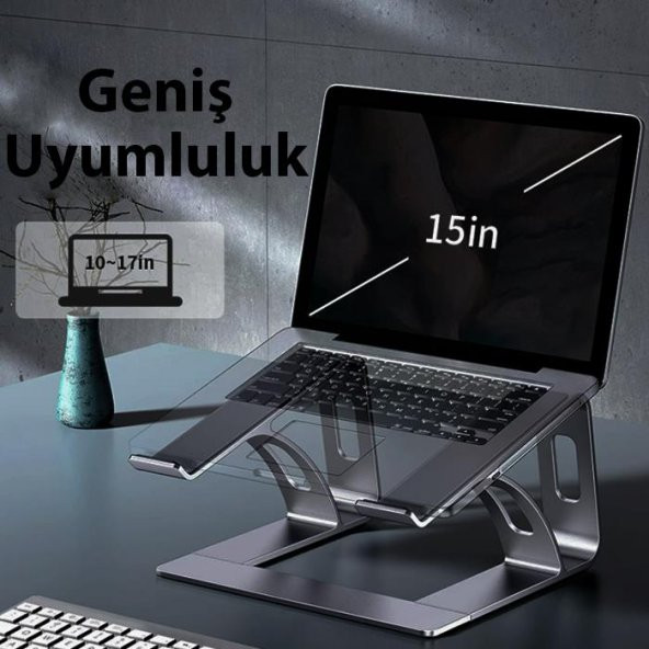 Polham Premium 10-17İnch Arası Uyumlu Laptop Standı, Sarsıntı Engelleyici, Kaymaz Taban Stand - 2