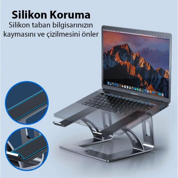 Polham Premium 10-17İnch Arası Uyumlu Laptop Standı, Sarsıntı Engelleyici, Kaymaz Taban Stand - 3