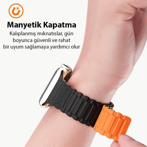 Polham Apple Watch 38-40-41MM İçin Manyetik Silikon Kordon Kayış, Apple Watch 2-3-4-5-6-7-8 ve SE - 12