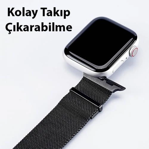 Polham Milano Loop Çelik Ultra Hafif Apple Watch 38-40-41MM için Kordon Kayış, Paslanmaz Çelik Kayış - 7